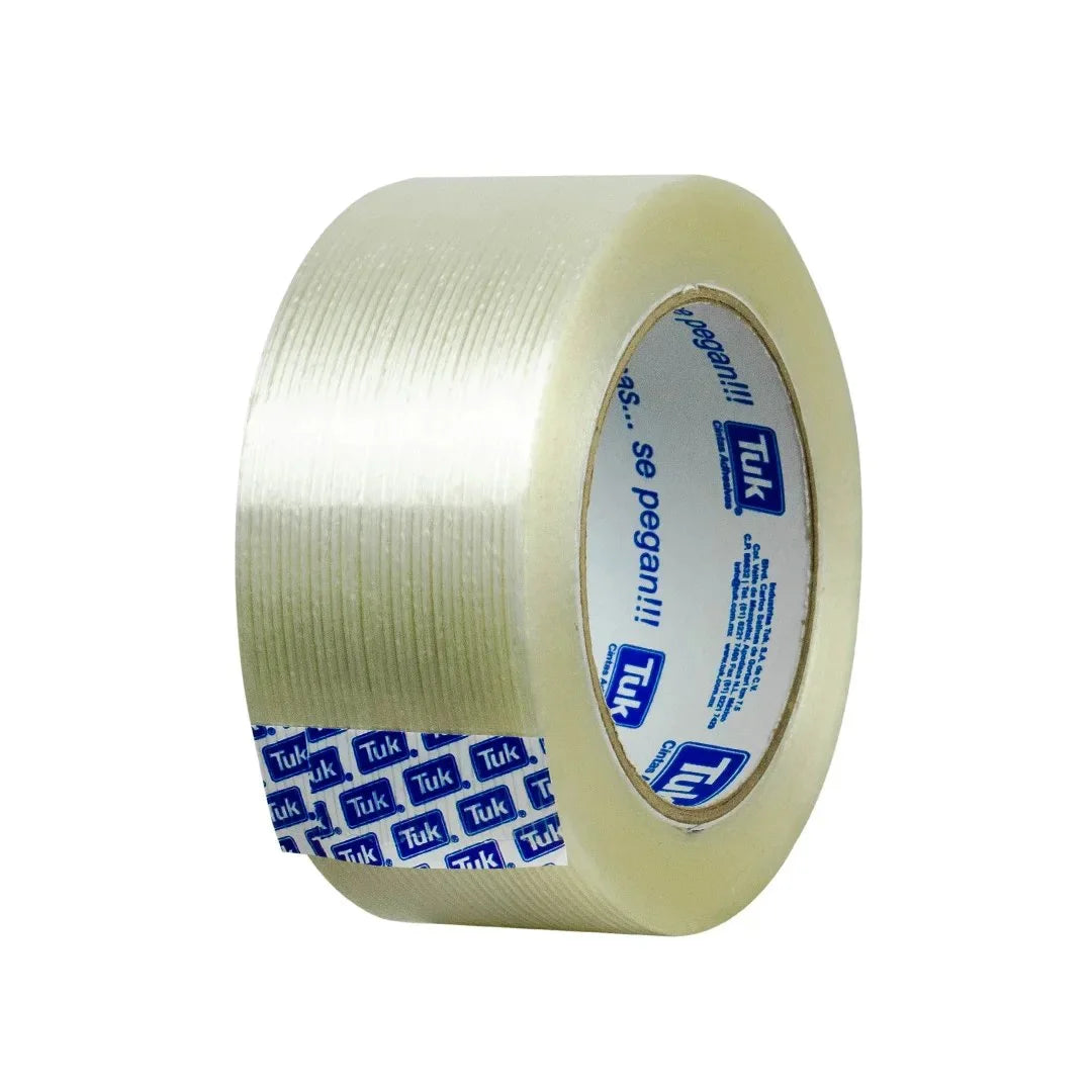 48 mm x 50 m - Cinta Flejadora Filamentada Reforzada Transparente (Tuk 196T)